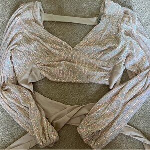 Papaya Cream Sequined Blouse
